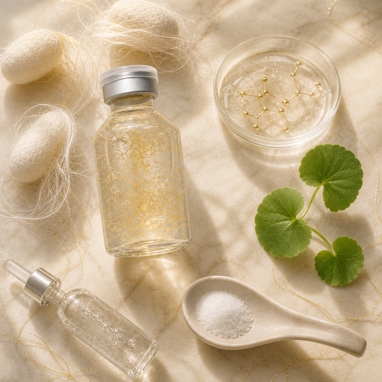 SilkLift ampoule key actives silk peptides PDRN Centella - Aureologie