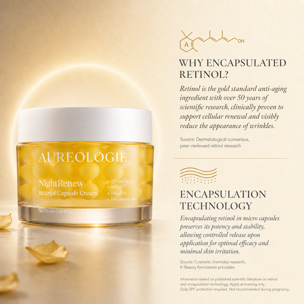 NightRenew Retinol Capsule Cream lifestyle shot - Aureologie K-Beauty
