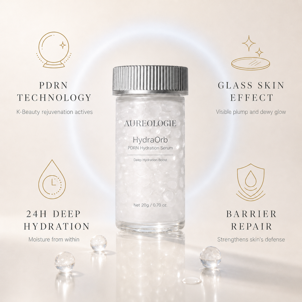 HydraOrb hydration serum application on skin - Aureologie K-Beauty