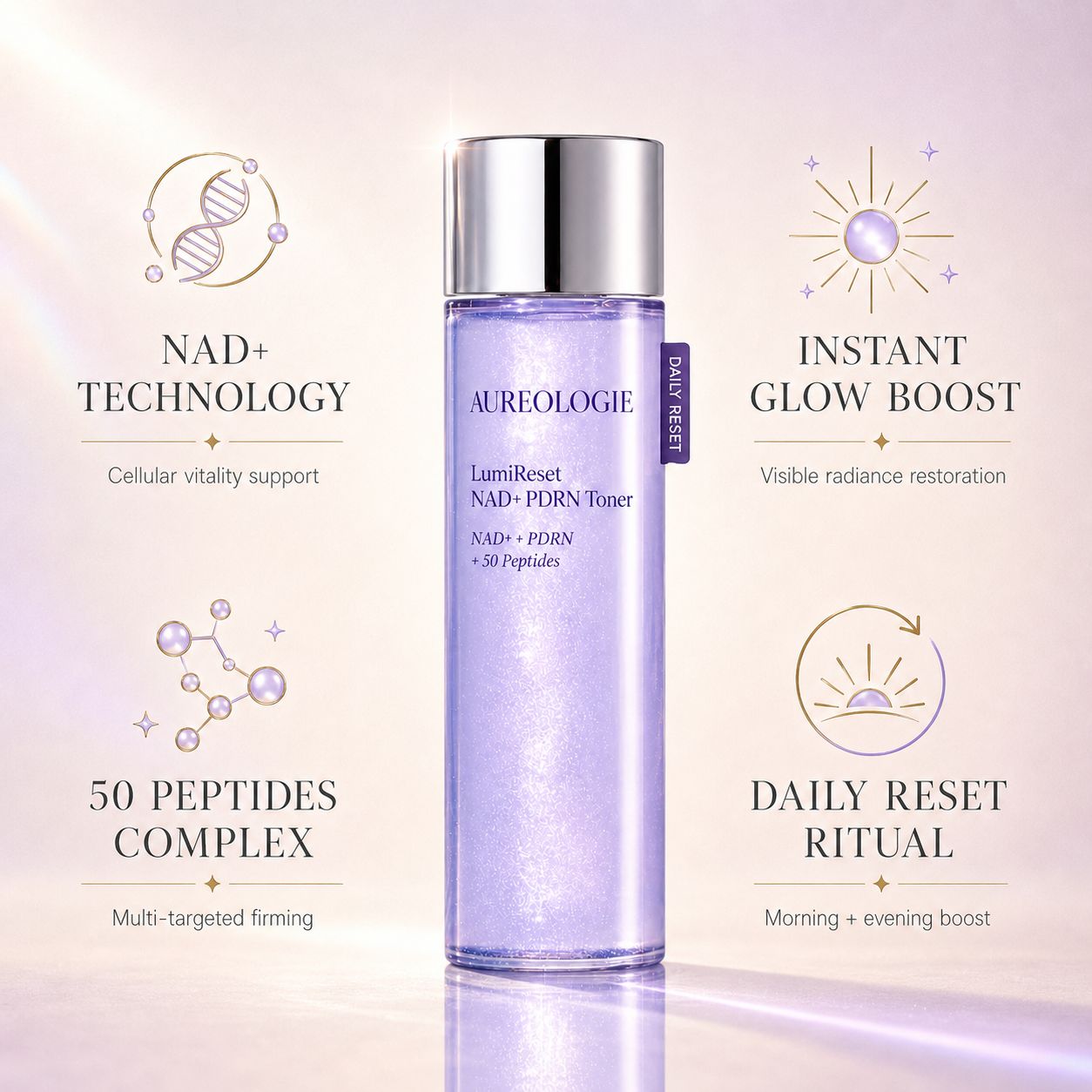 LumiReset toner application with cotton pad - Aureologie K-Beauty