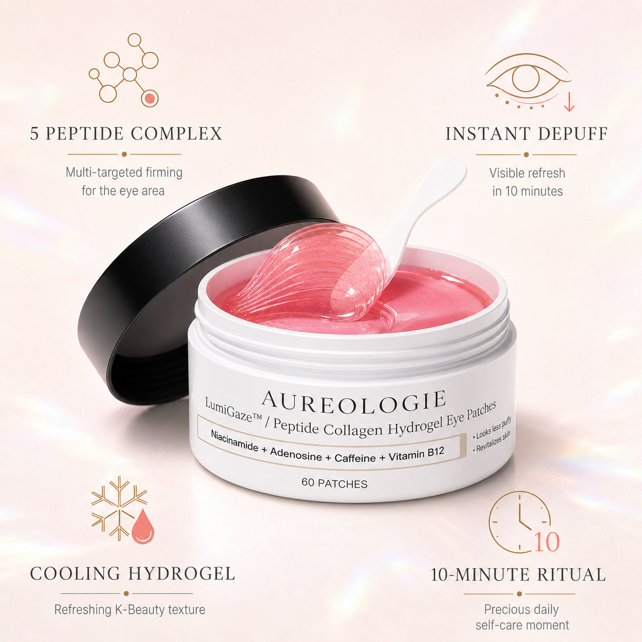 LumiGaze eye patches application on under-eye area - Aureologie K-Beauty