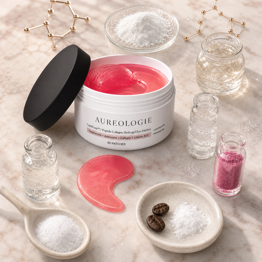 LumiGaze Peptide Collagen Eye Patches lifestyle shot - Aureologie K-Beauty